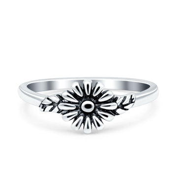 Daisy Band Oxidized Ring Solid 925 Sterling Silver (7mm)